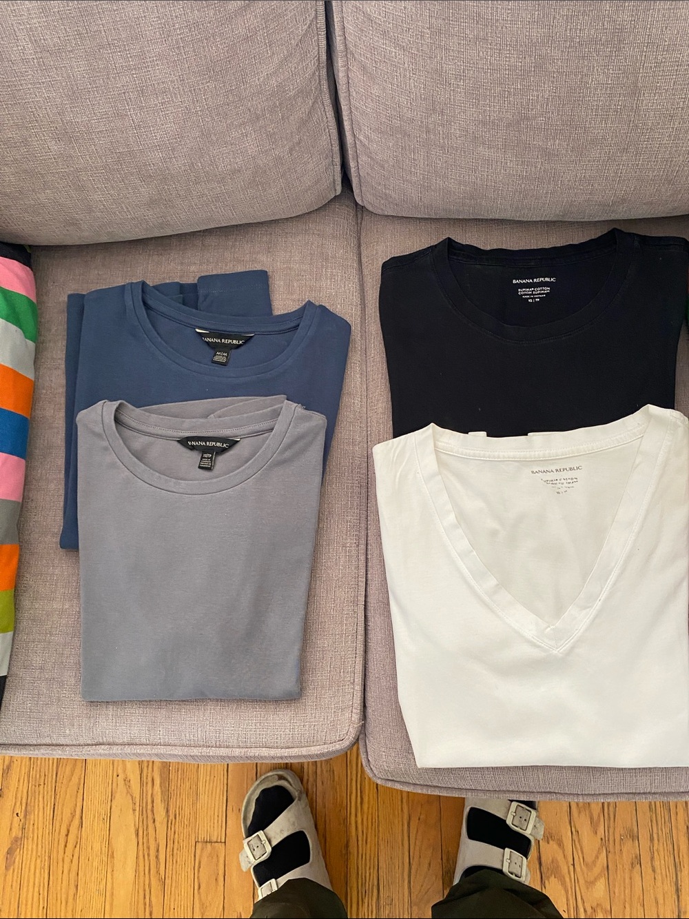 Banana Republic Factory Short Sleeve Tees in Black, White, Blue, and gray
